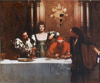Un bicchiere di vino con Cesare Borgia da John Collier